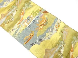 時代人物に屋敷風景模様織出し袋帯